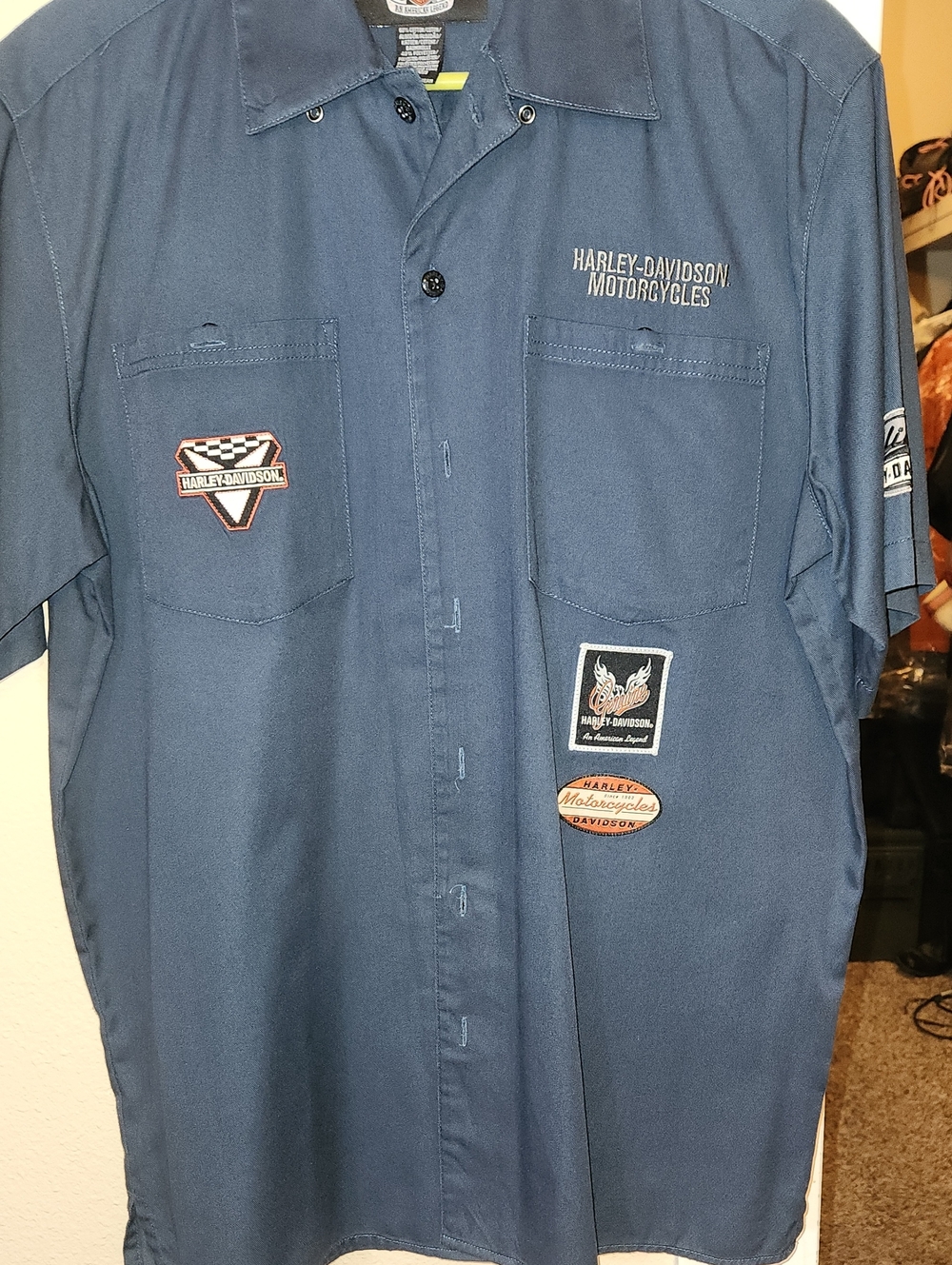 Harley-Davidson Men’s Short Sleeve Work Shirt - Navy